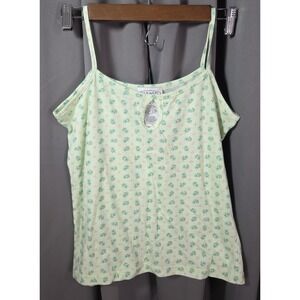 SUGAR XX Women's Green Floral Tank Top Set Pajama Loungewear Medium Summer
